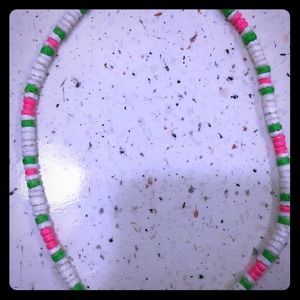 White, Green, And Pink Necklace